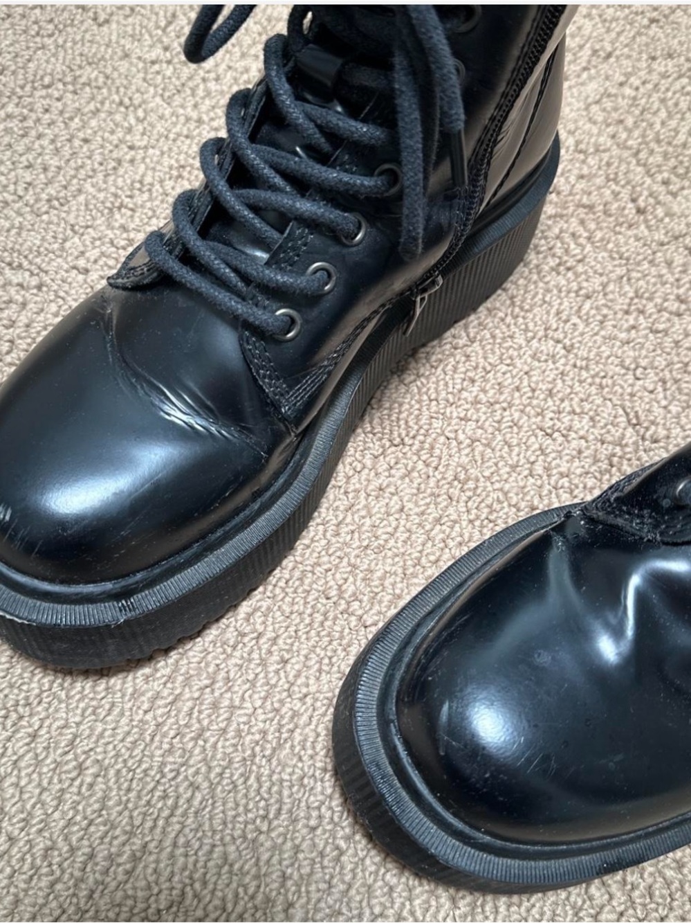 Jeffrey Campbell Black Platform Lace-Up Combat Boots - Picture 7 of 7